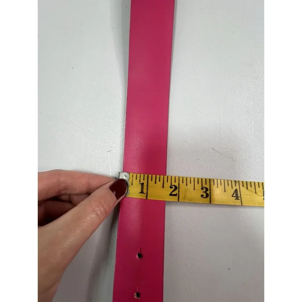 Love Logo Metal Belt Buckle Hot Pink Leather Belt New Vintage Sz XL Y2K